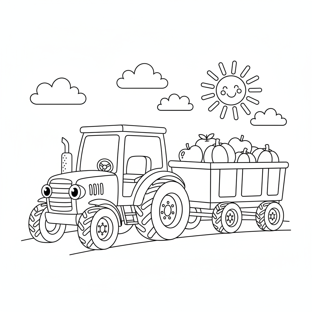 Traktor mit Anhänger Ausmalbild