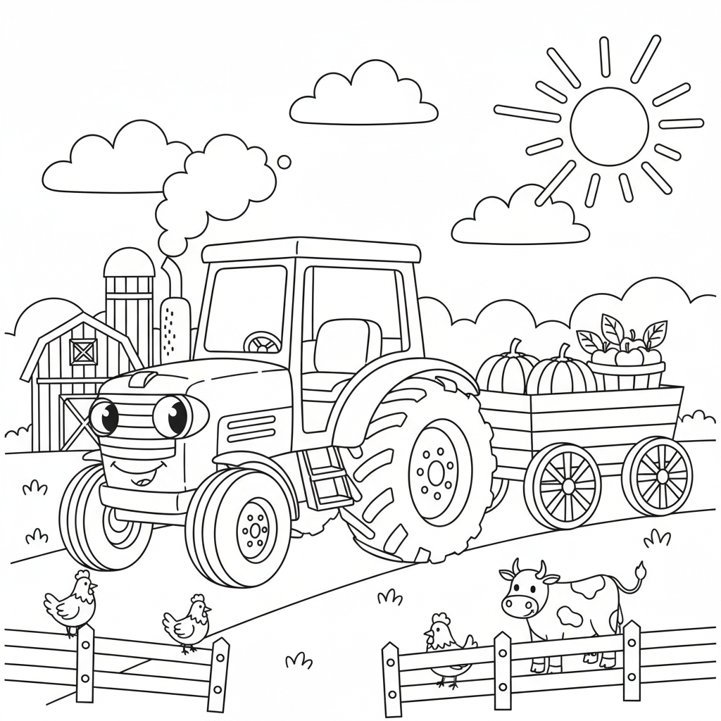 Bauernhof Traktor Ausmalbild