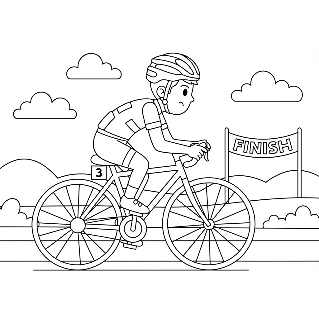 Radfahrer beim Rennen Ausmalbild