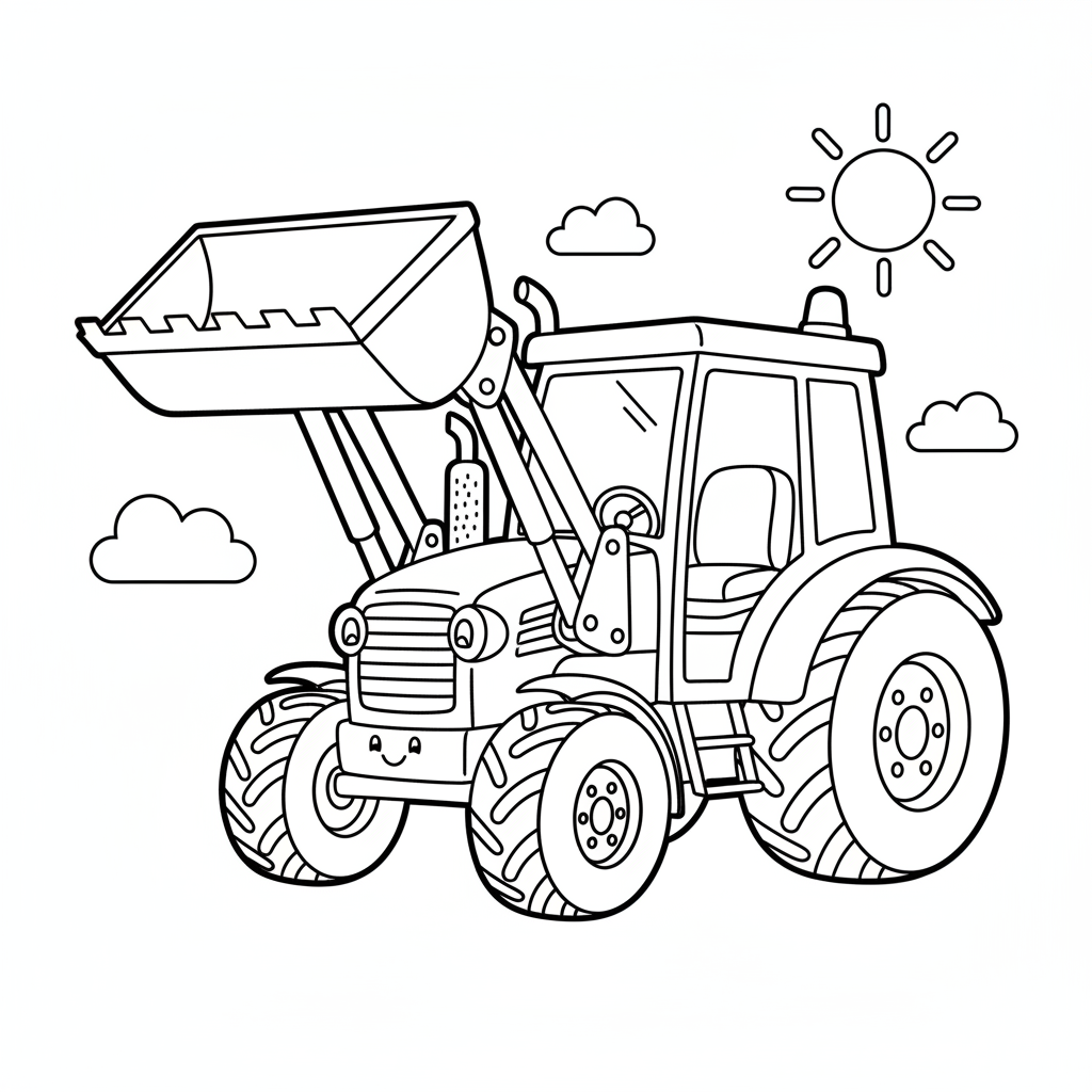 Traktor mit Frontlader Ausmalbild