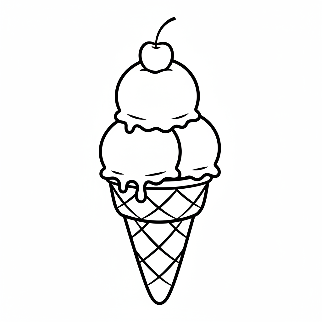 Eistuete mit drei Kugeln Ausmalbild