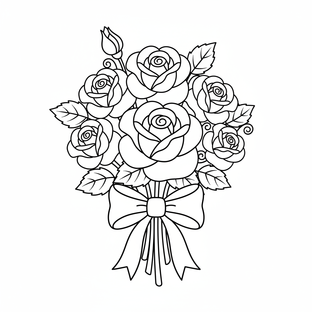 Rosenstrauß Ausmalbild