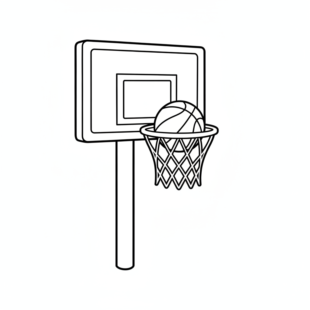 Basketball-Korb mit Ball Coloring Page