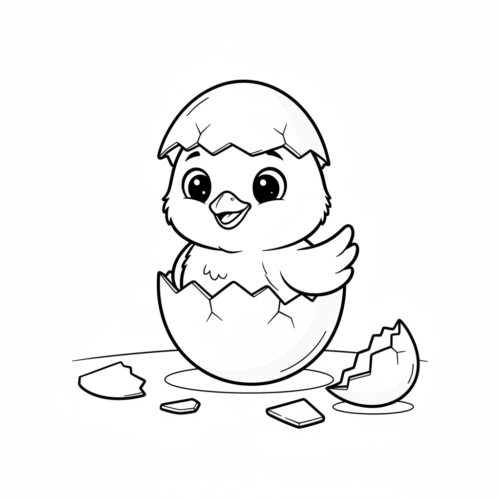Küken schlüpft aus Ei Ausmalbild