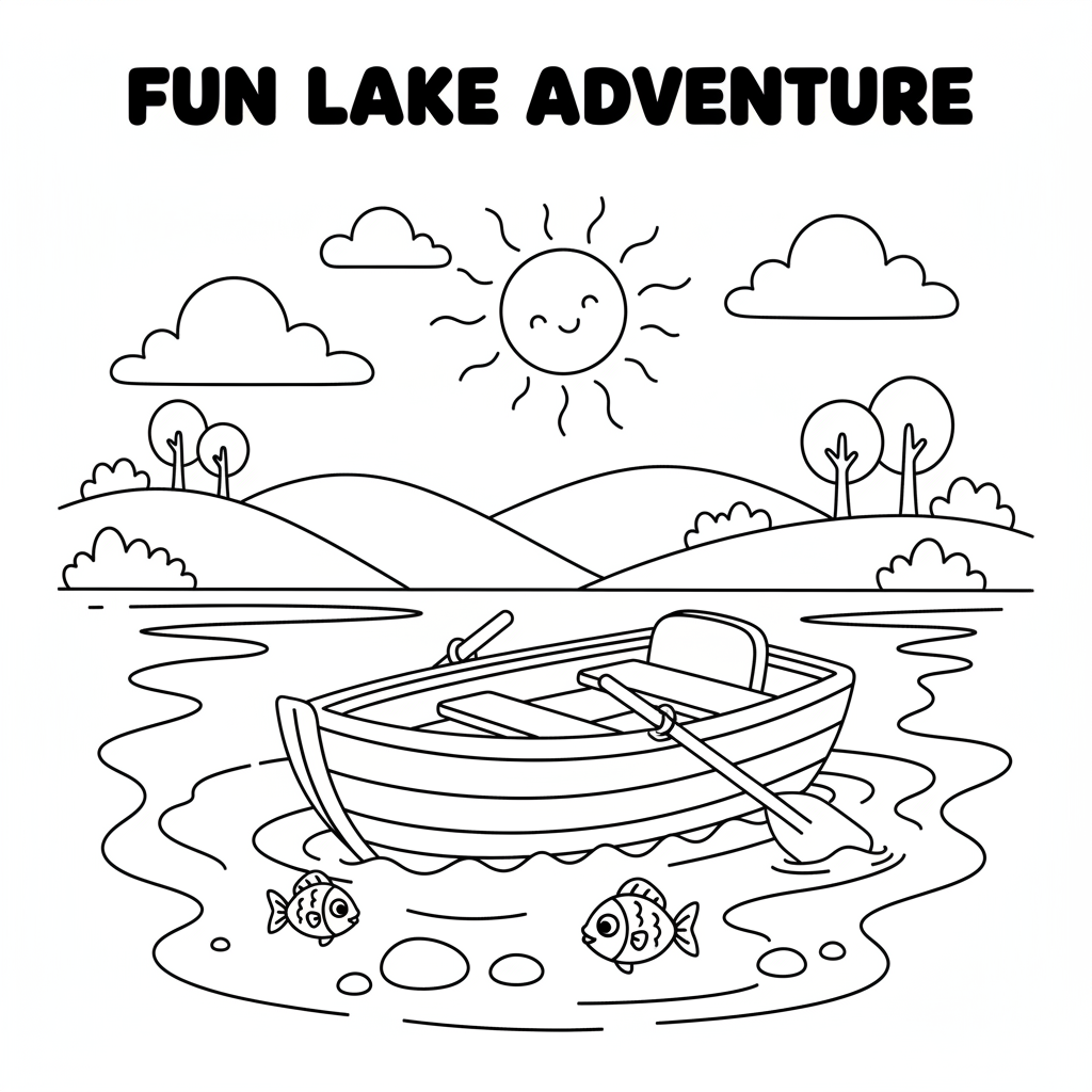 Ruderboot auf dem See Ausmalbild