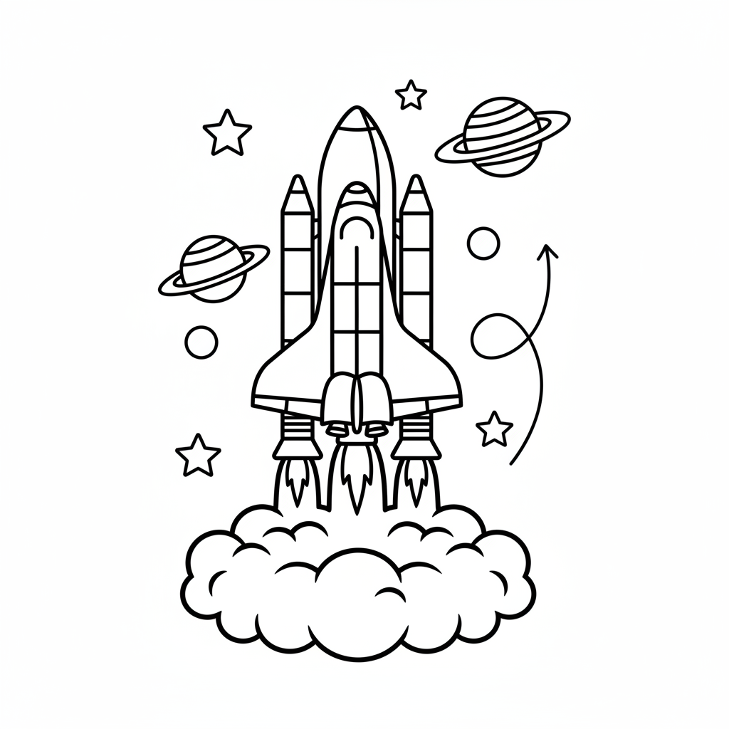Space Shuttle startet Ausmalbild