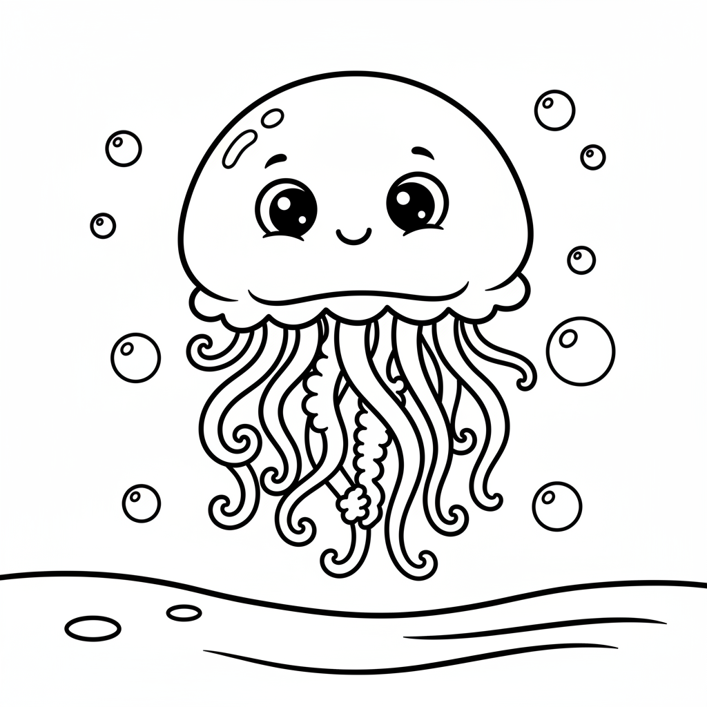 Schwebende Qualle Ausmalbild