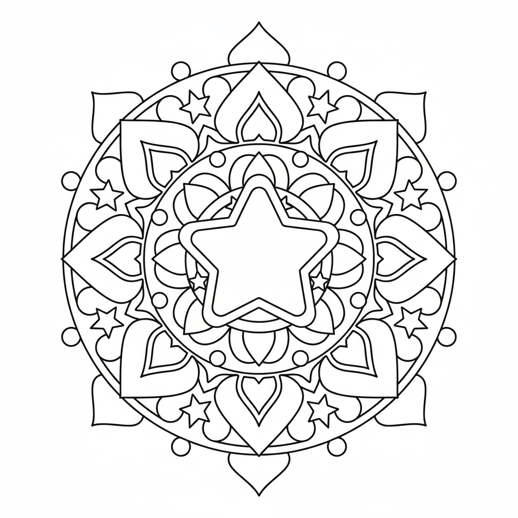 Stern-Mandala einfach für Kinder Ausmalbild