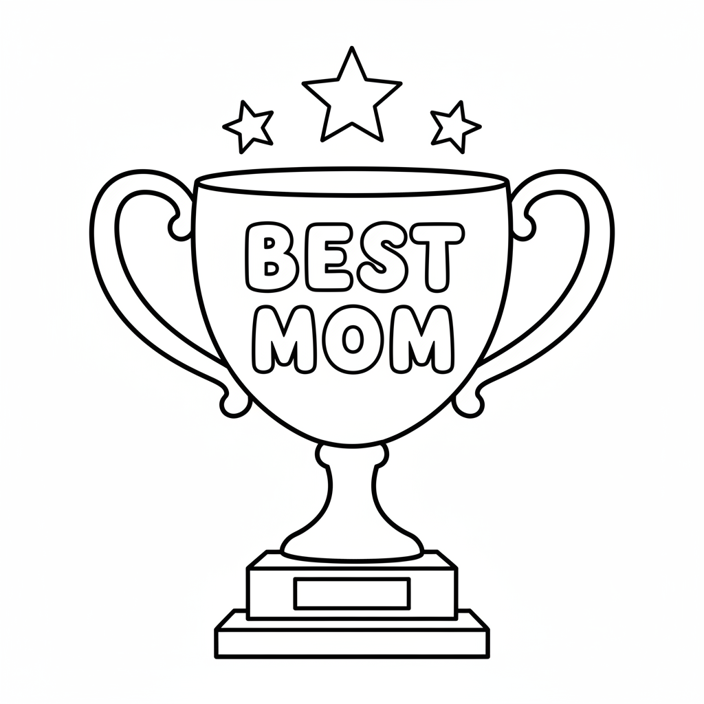 Beste Mama Pokal mit Sternen Ausmalbild