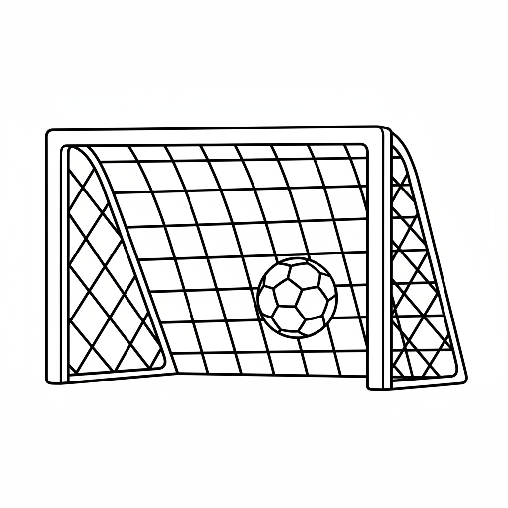 Fußballtor mit Netz Ausmalbild