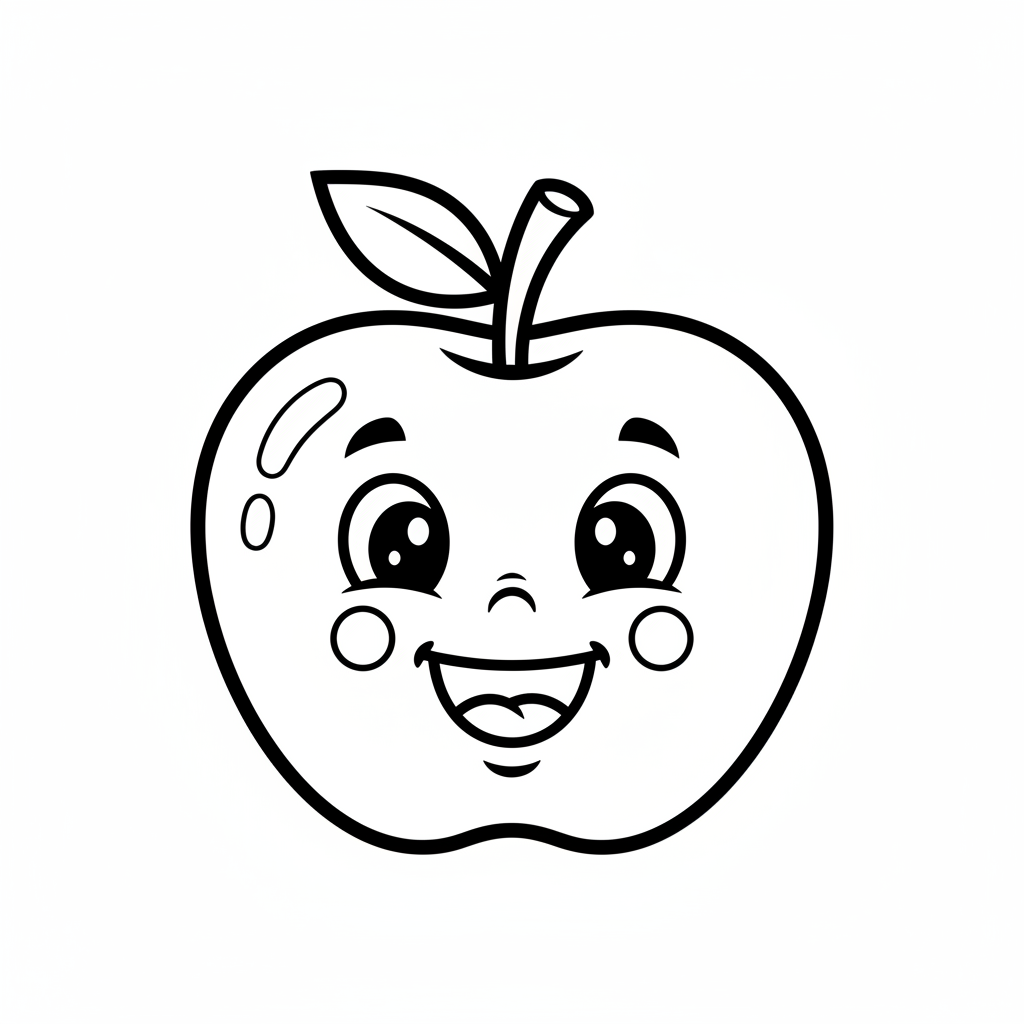 Lachender Apfel Ausmalbild