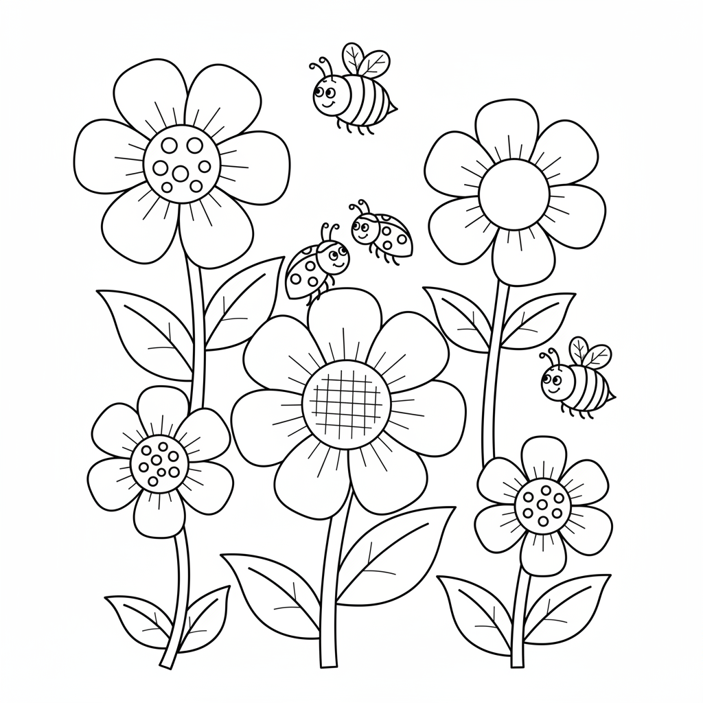 Big Blumen Ausmalbild