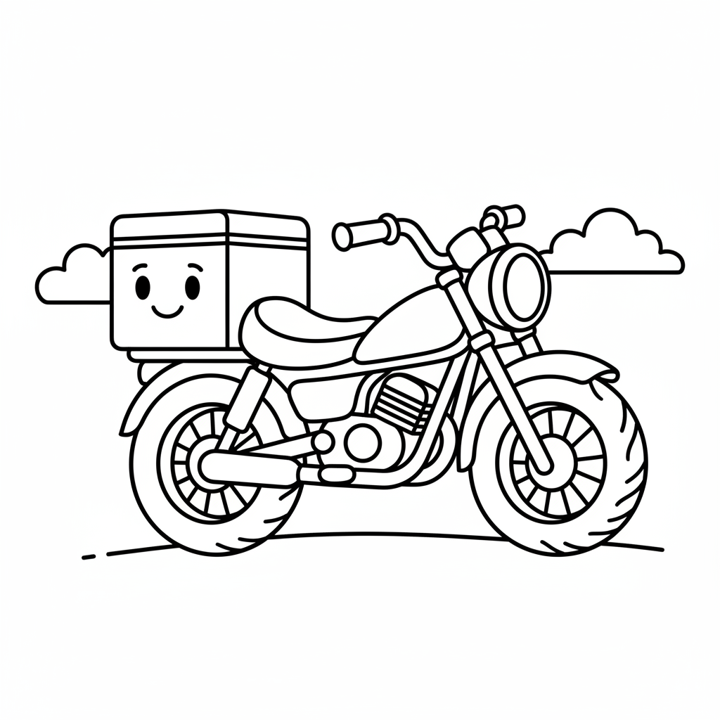 Liefermotorrad mit Box Ausmalbild