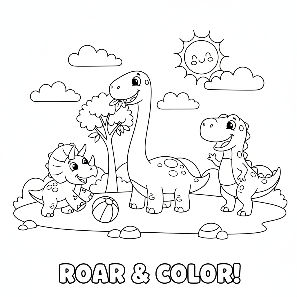 Happy Dinosaurier Ausmalbild