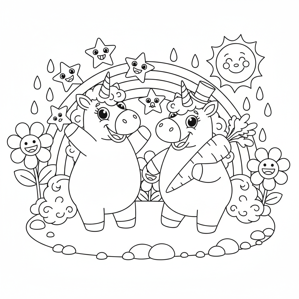 Funny Einhörner Ausmalbild