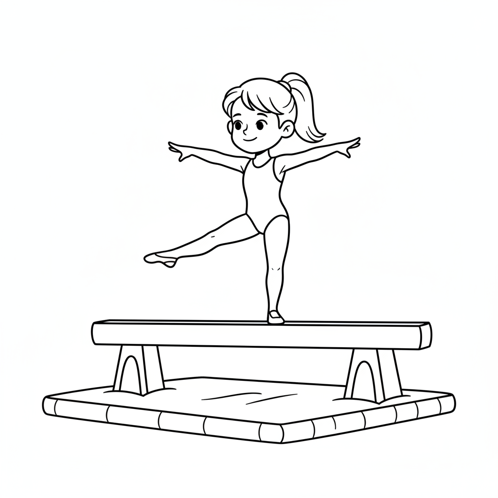 Turnerin auf Schwebebalken Ausmalbild