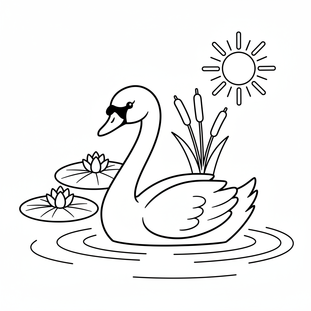 Swan on Lake Coloring Page