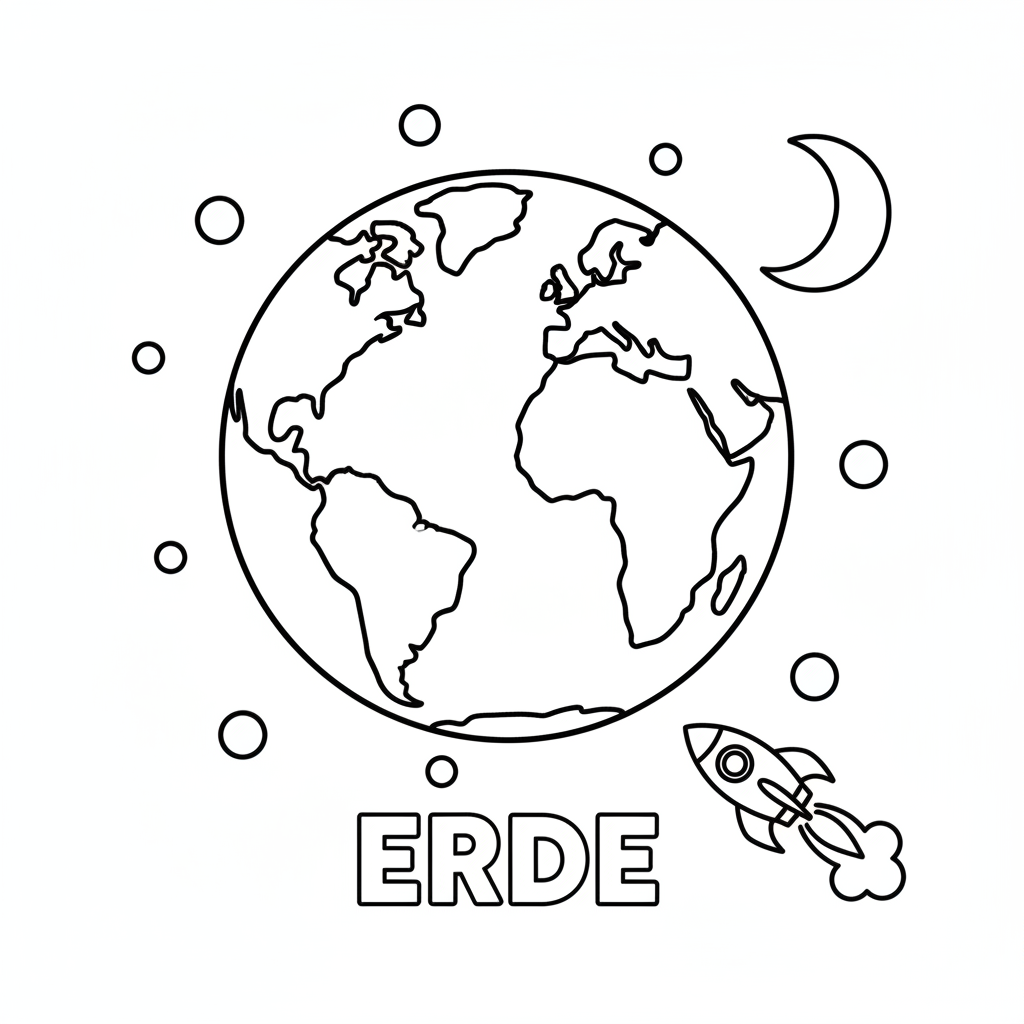 Erde vom Weltraum Ausmalbild