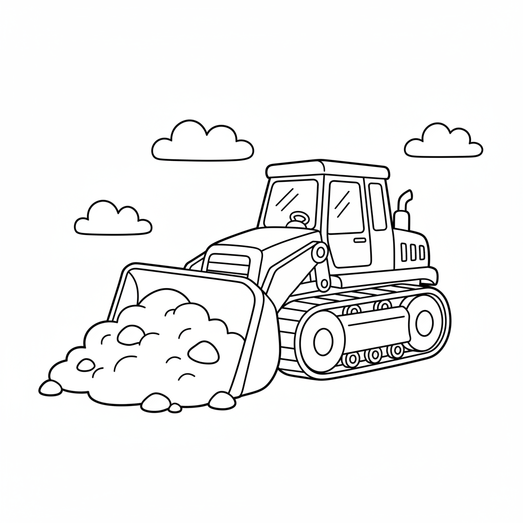 Bulldozer schiebt Erde Ausmalbild
