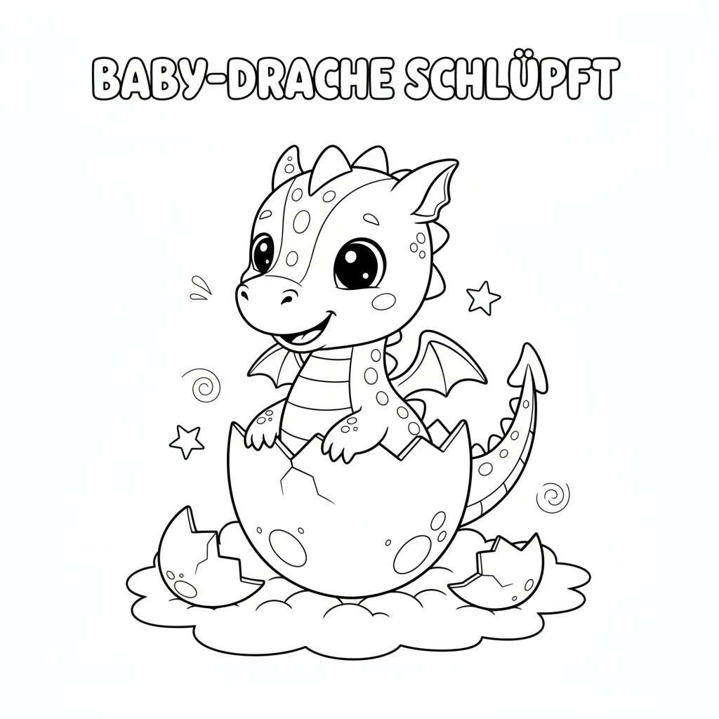 Baby-Drache schlüpft Ausmalbild