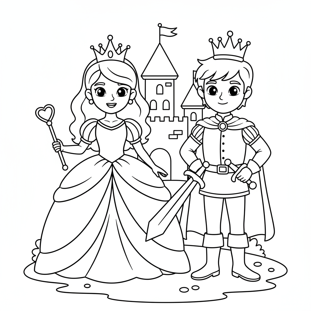 Prinzessin und Prinz Ausmalbild