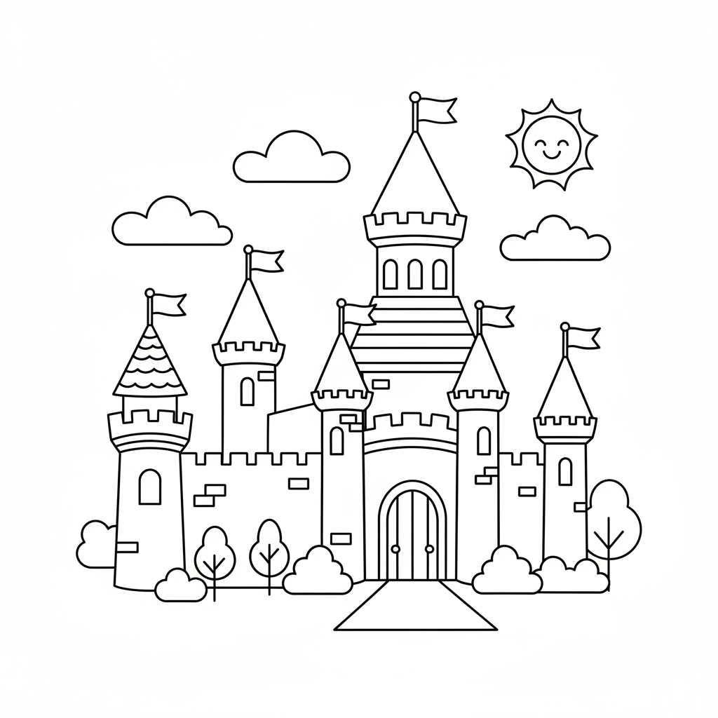 Prinzessinnen Schloss Ausmalbild