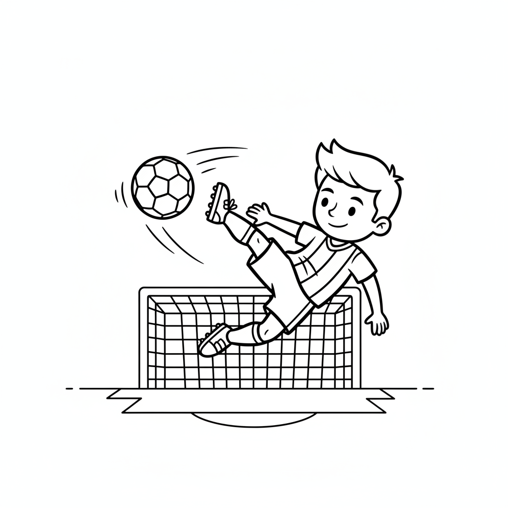 Fußballer macht Fallrückzieher Ausmalbild