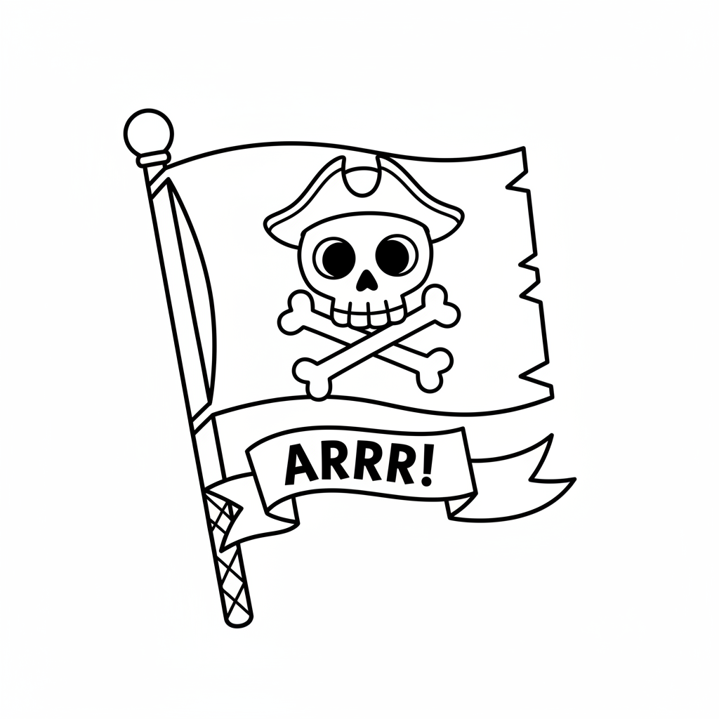 Piratenflagge Totenkopf Ausmalbild