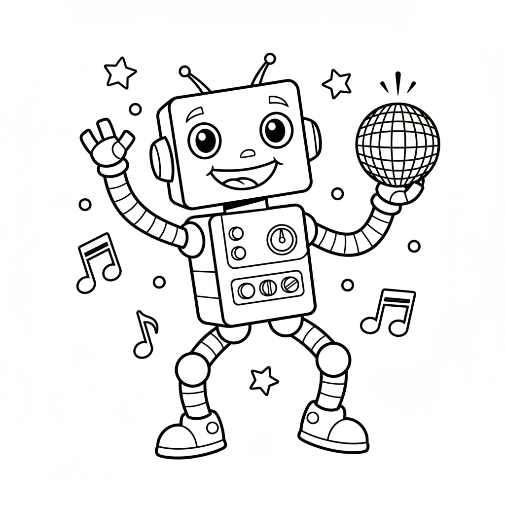 Tanzender Roboter Ausmalbild