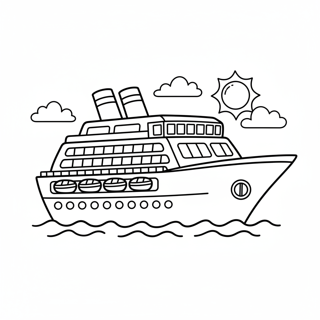 Kreuzfahrtschiff Ausmalbild
