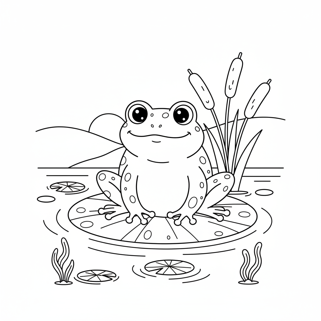 Frog on Lily Pad Coloring Page