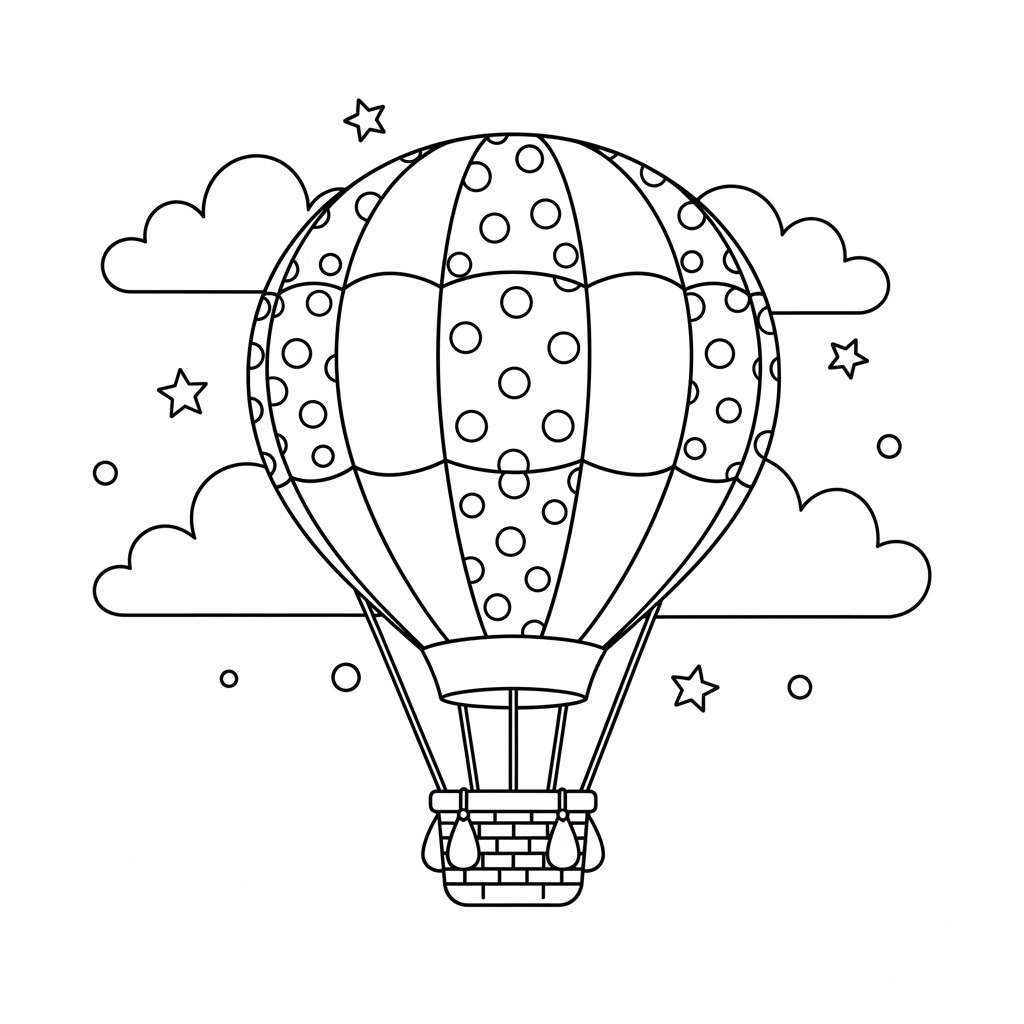 Heißluftballon am Himmel Ausmalbild