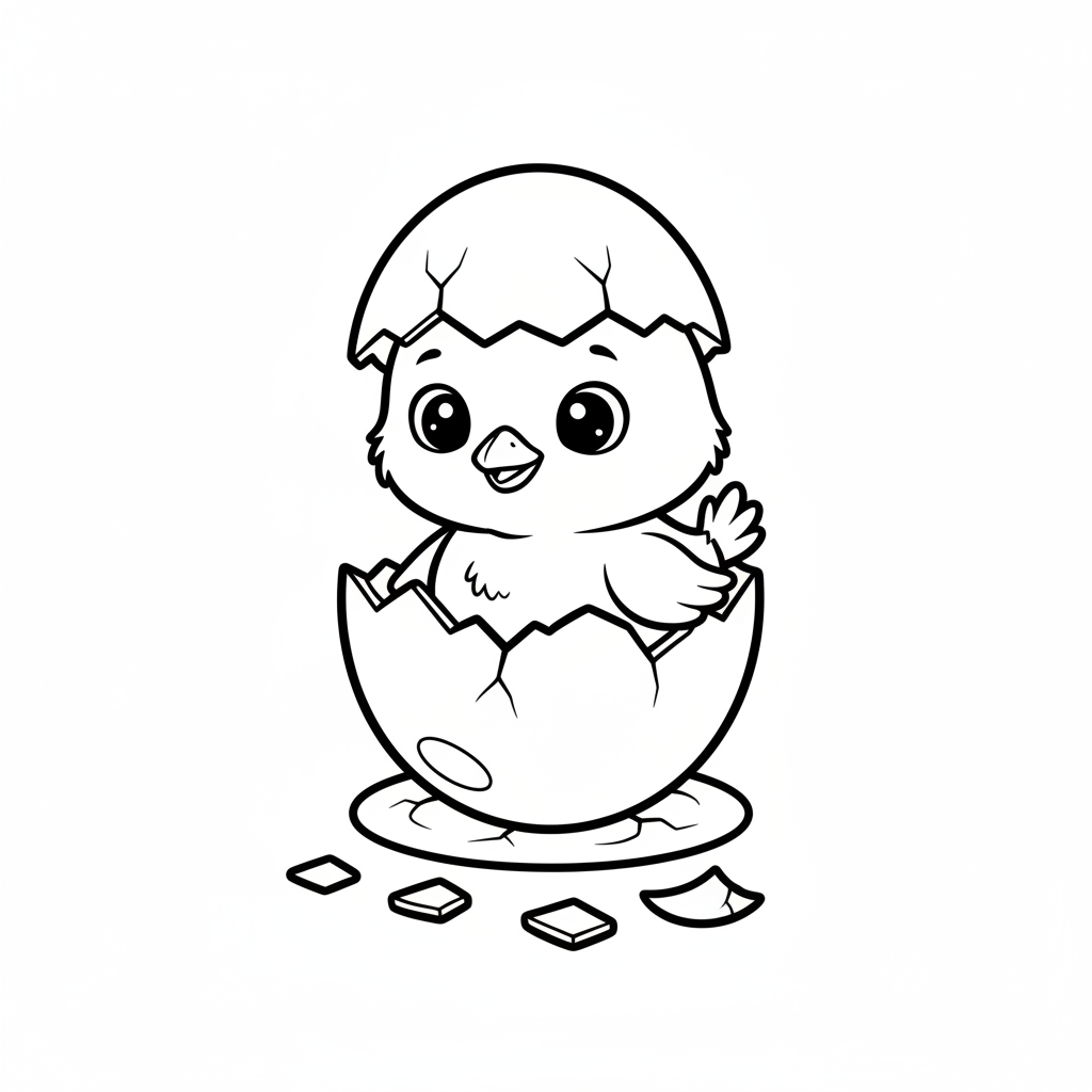 Küken schlüpft aus Ei Ausmalbild