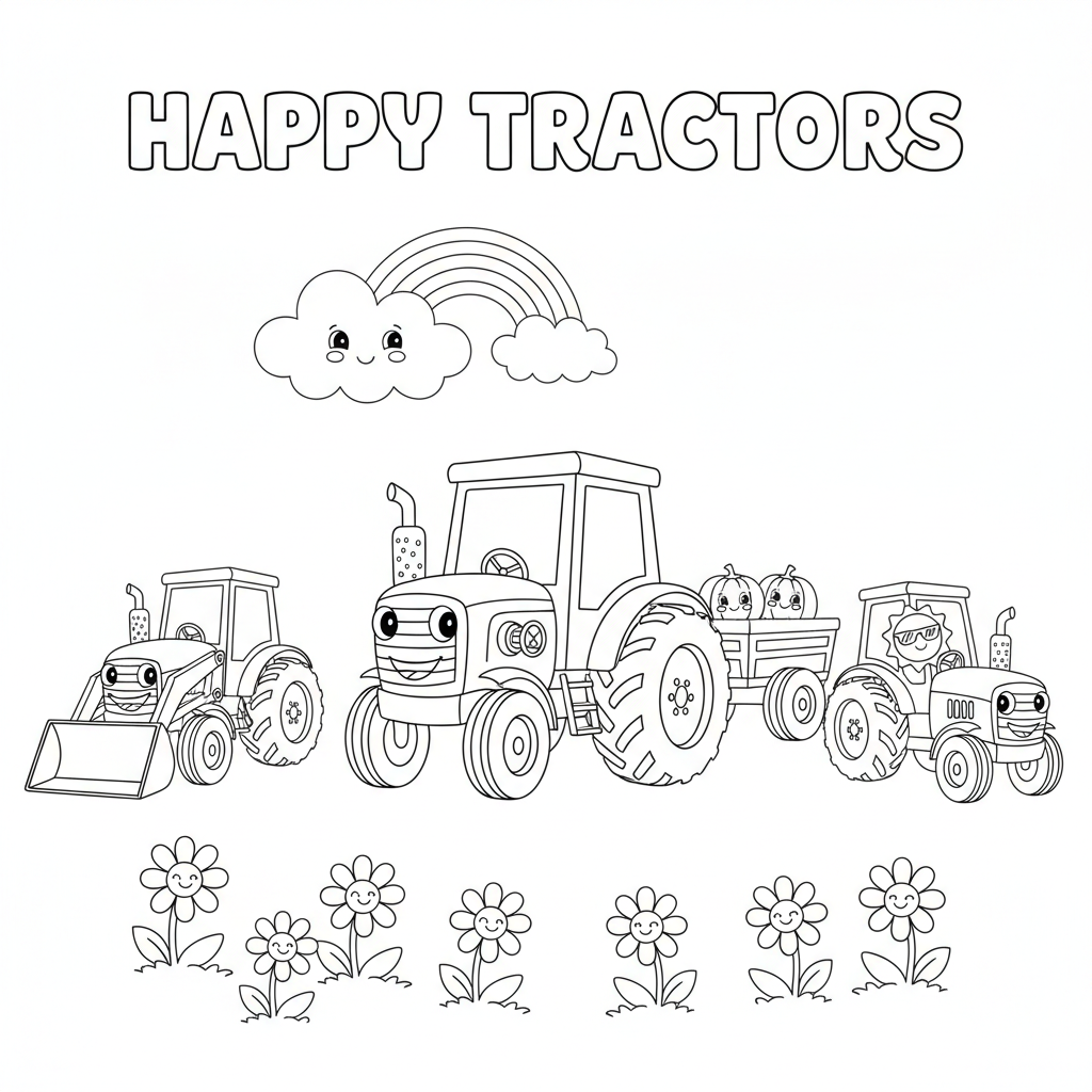 Cute Traktoren Ausmalbild