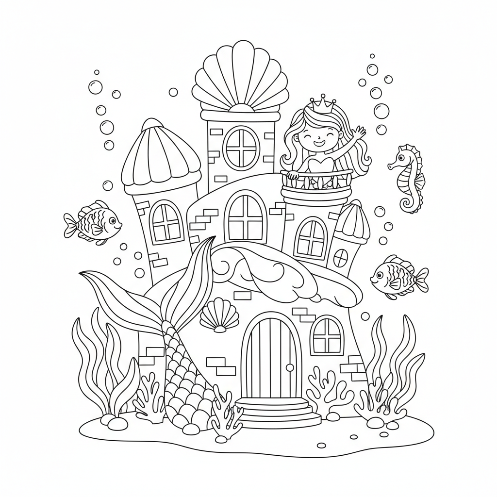 Meerjungfrauen Palast Ausmalbild