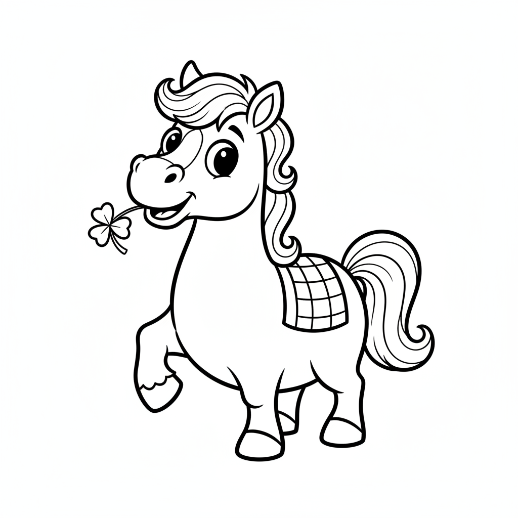 Süßes Cartoon-Pferd mit großen Augen Ausmalbild