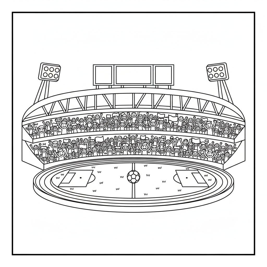 Fußballstadion mit Fans Ausmalbild