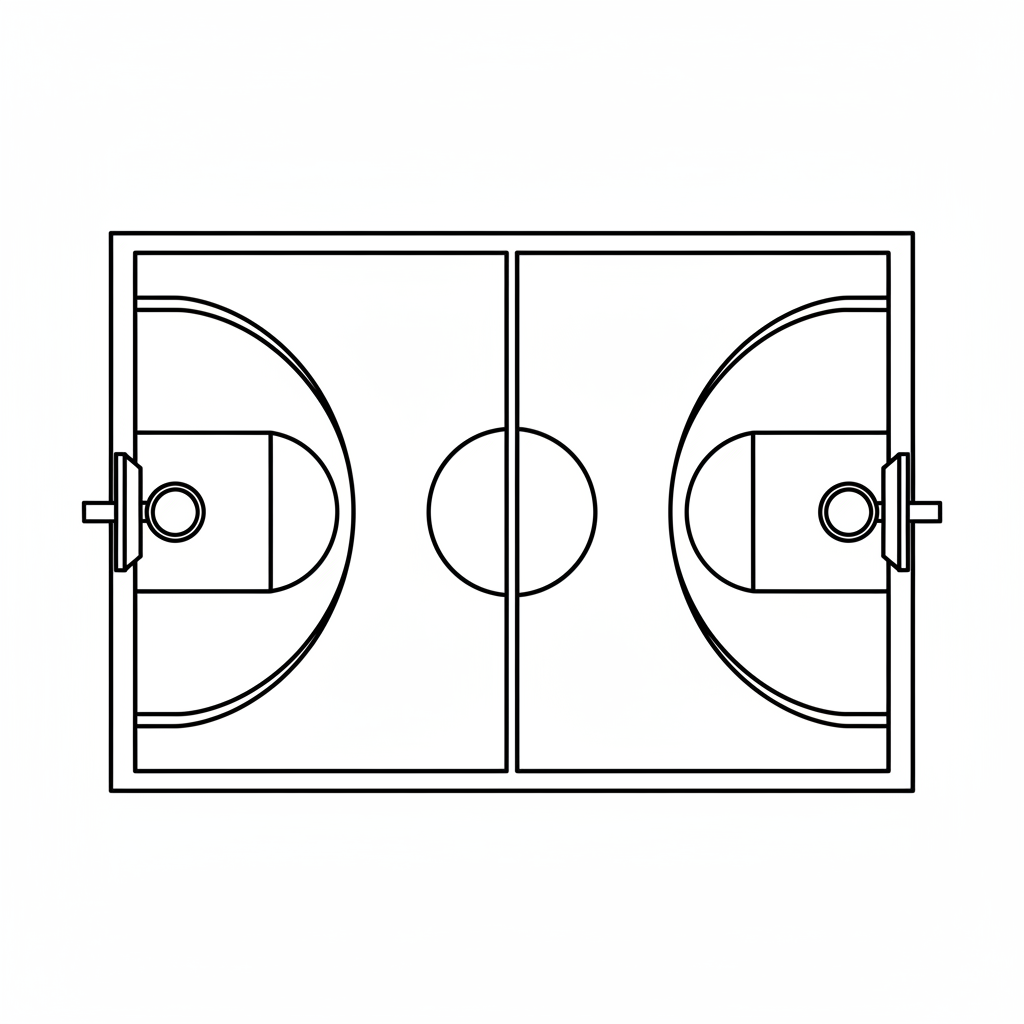 Basketballfeld von oben Ausmalbild