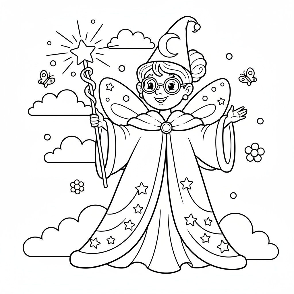 Gute Fee mit Zauberstab Ausmalbild