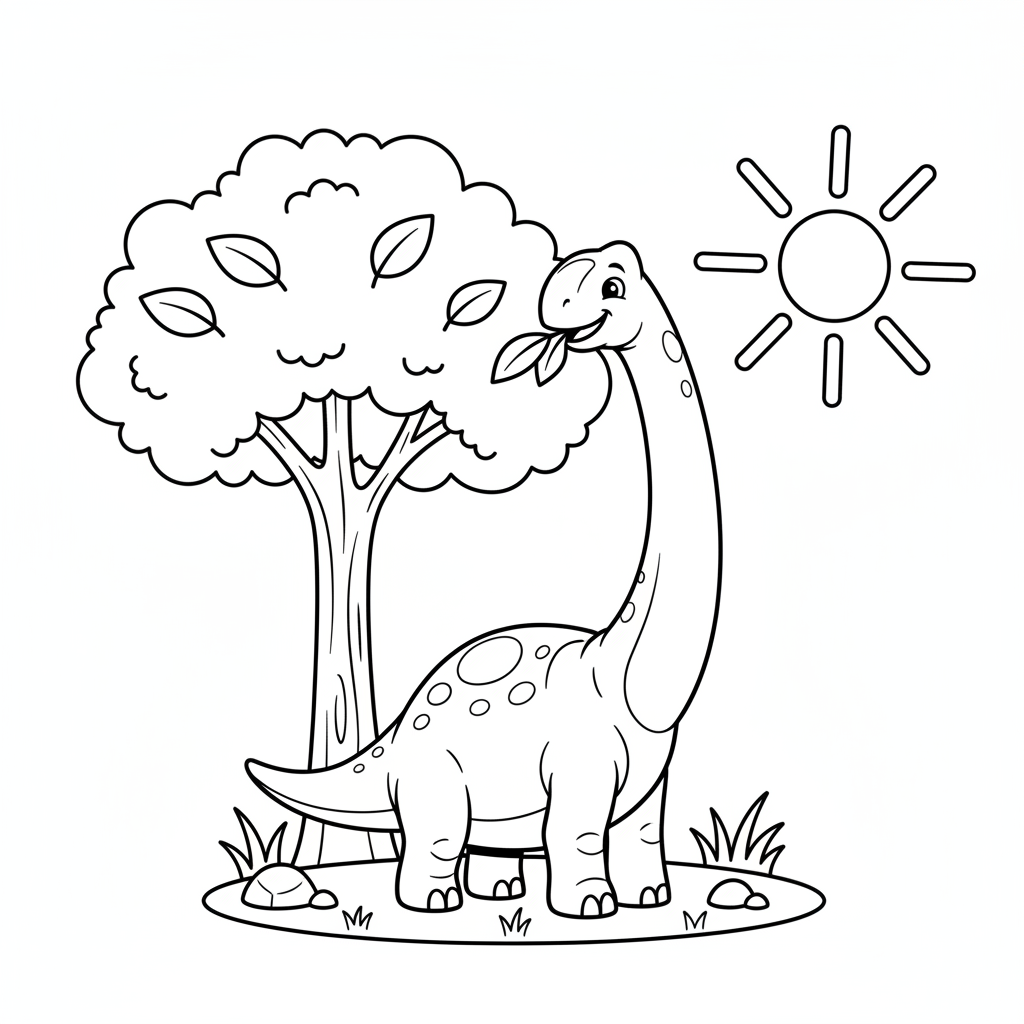 Brachiosaurus frisst Blätter Ausmalbild