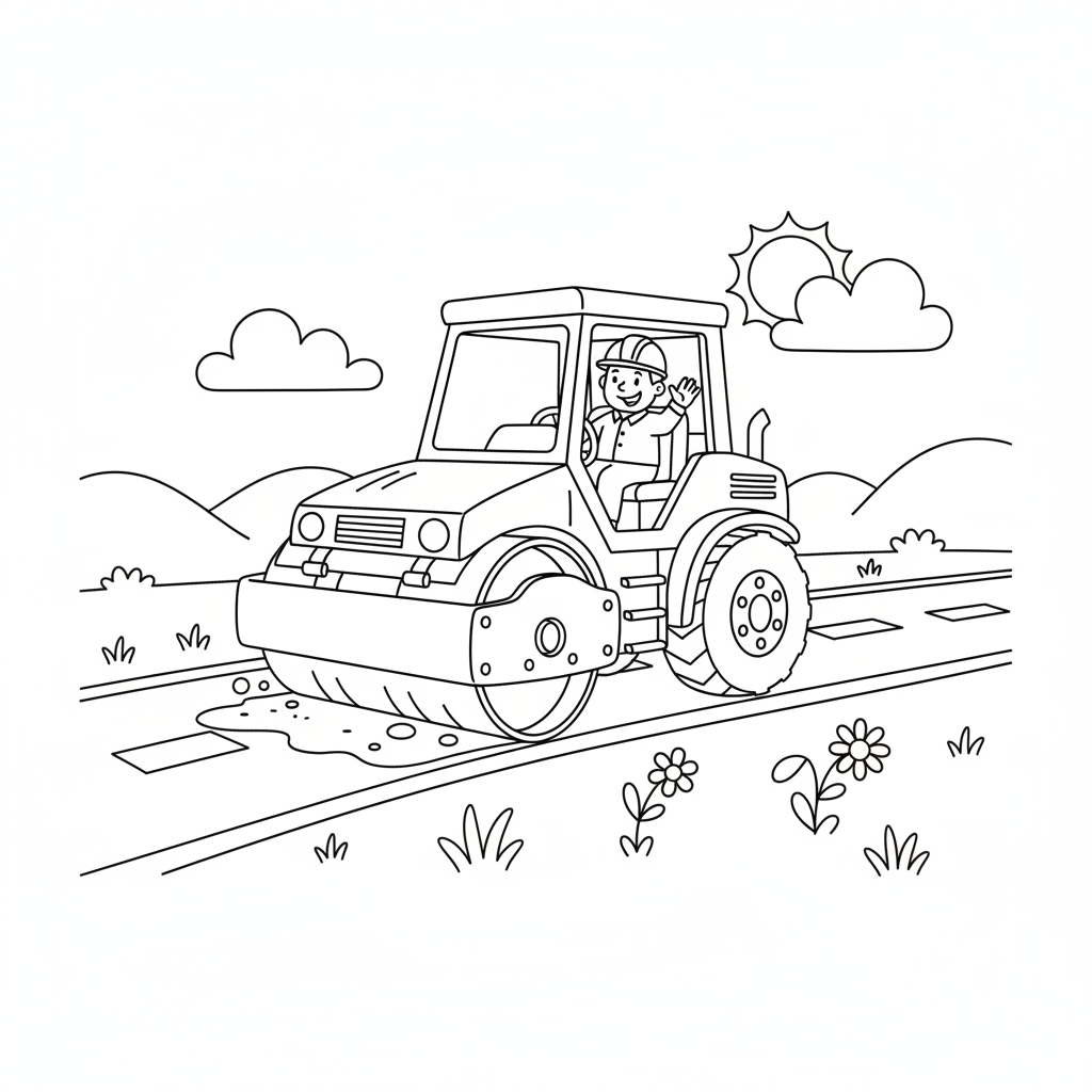 Strassenwalze Ausmalbild