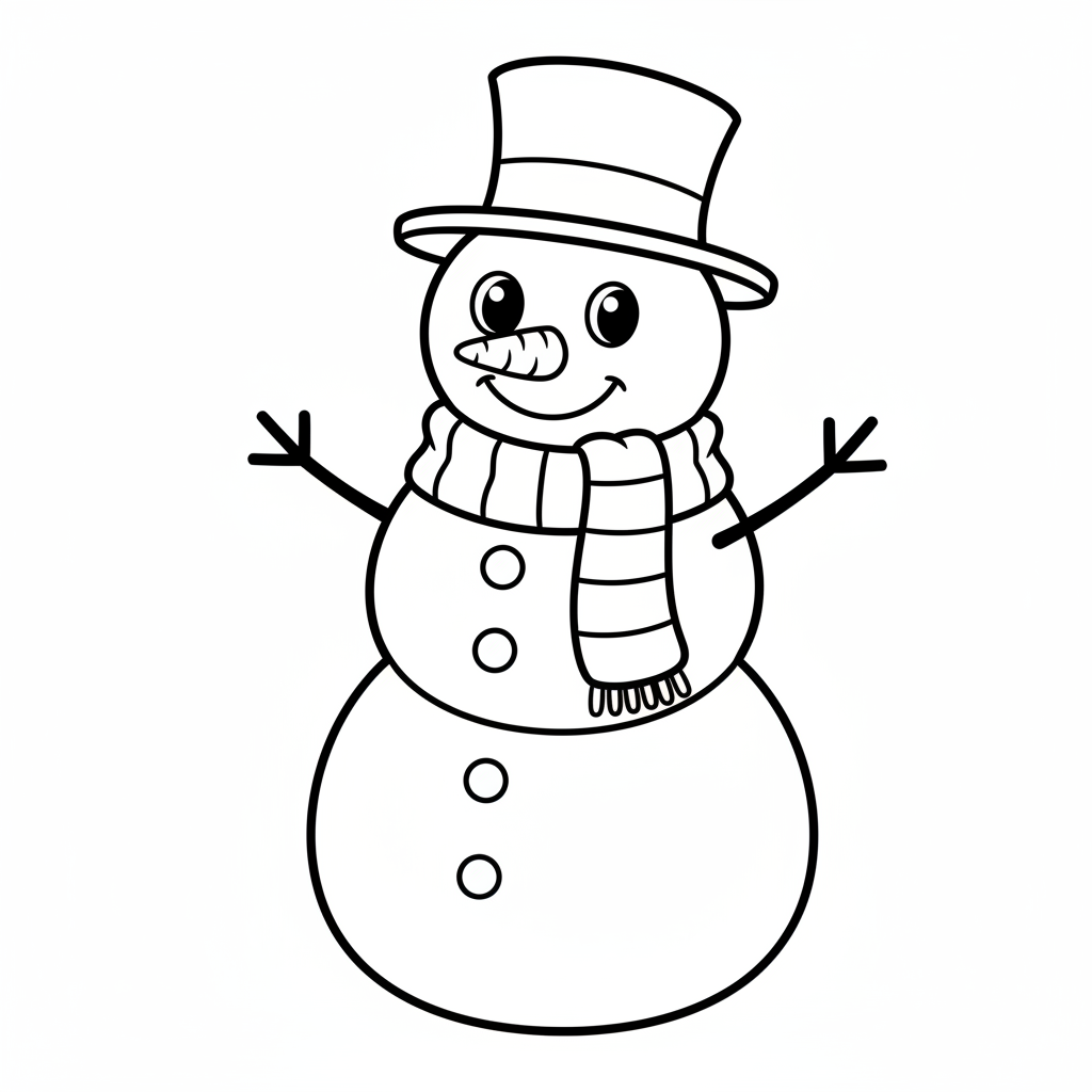 Schneemann mit Schal Ausmalbild