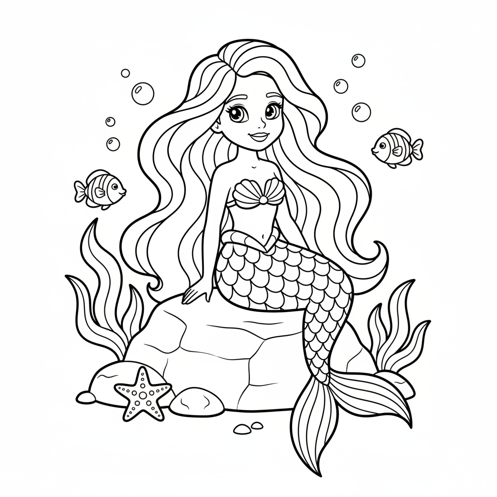 Schoene Meerjungfrau Ausmalbild