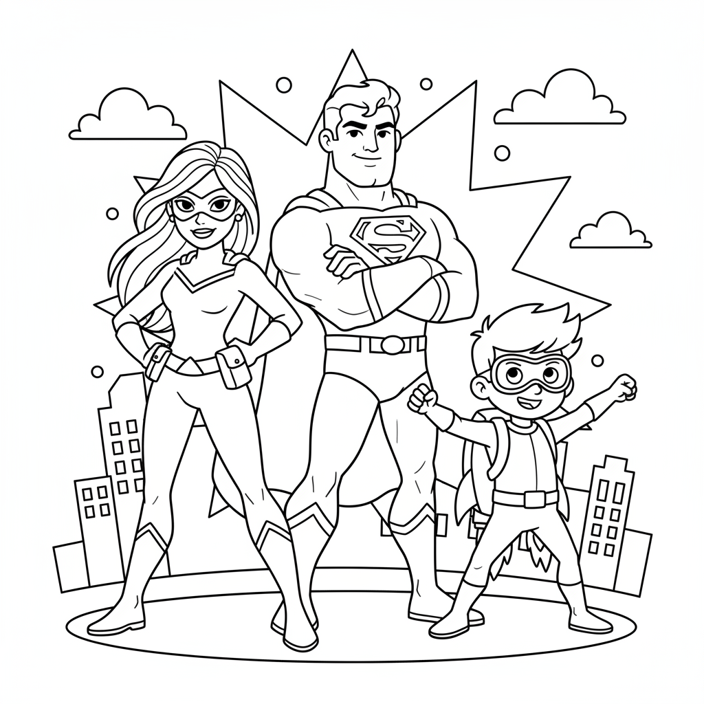 Superhelden Team Ausmalbild