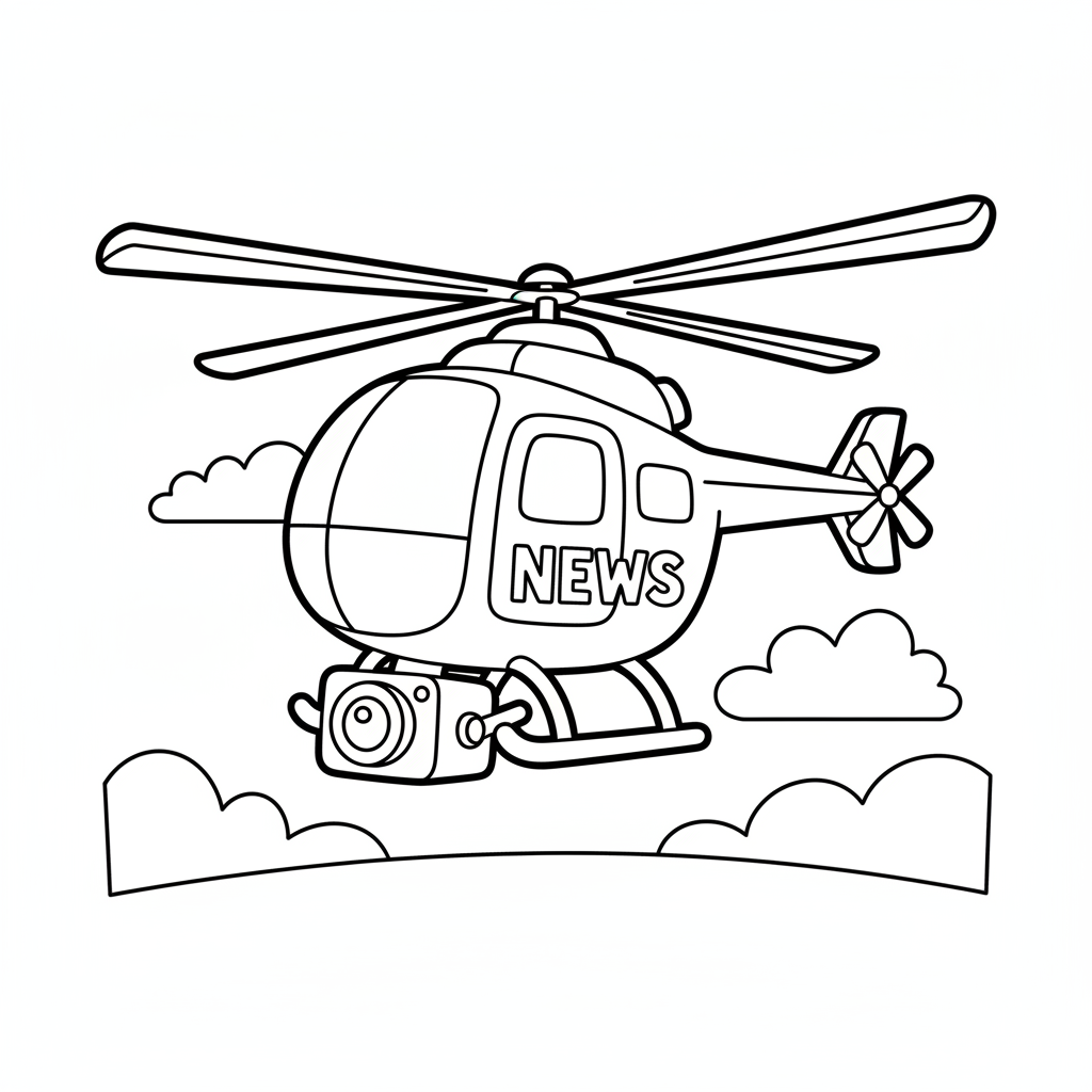Nachrichtenhubschrauber mit Kamera Ausmalbild