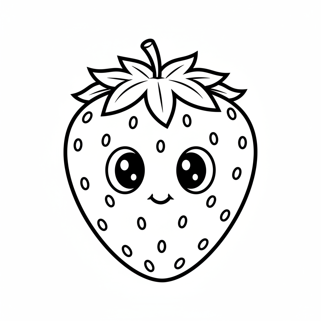 Erdbeere mit Augen Ausmalbild