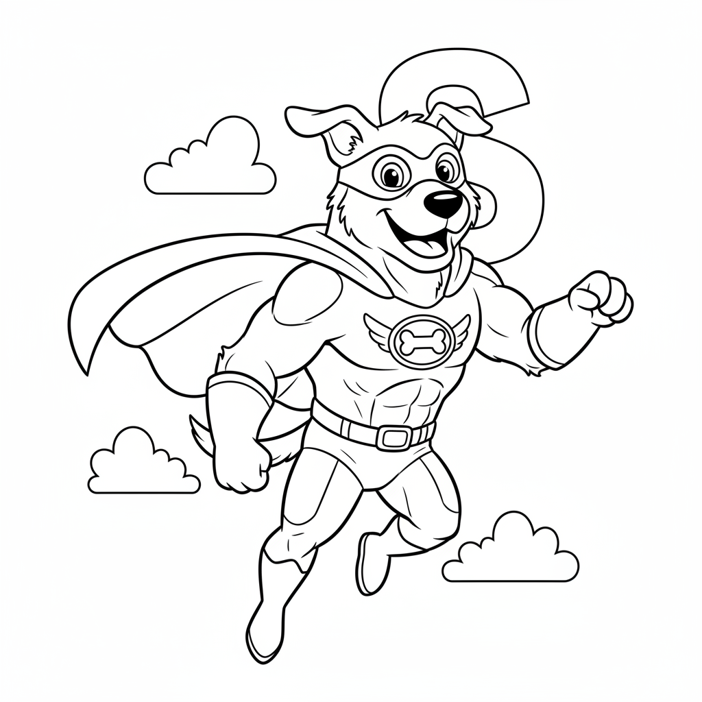 Superhelden Hund Ausmalbild