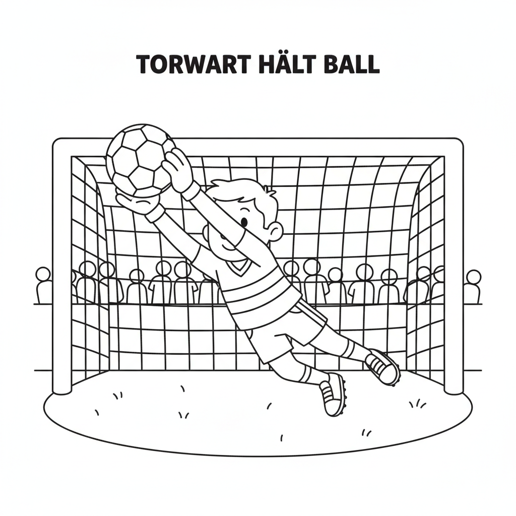 Torwart hält Ball Coloring Page - Wimolino