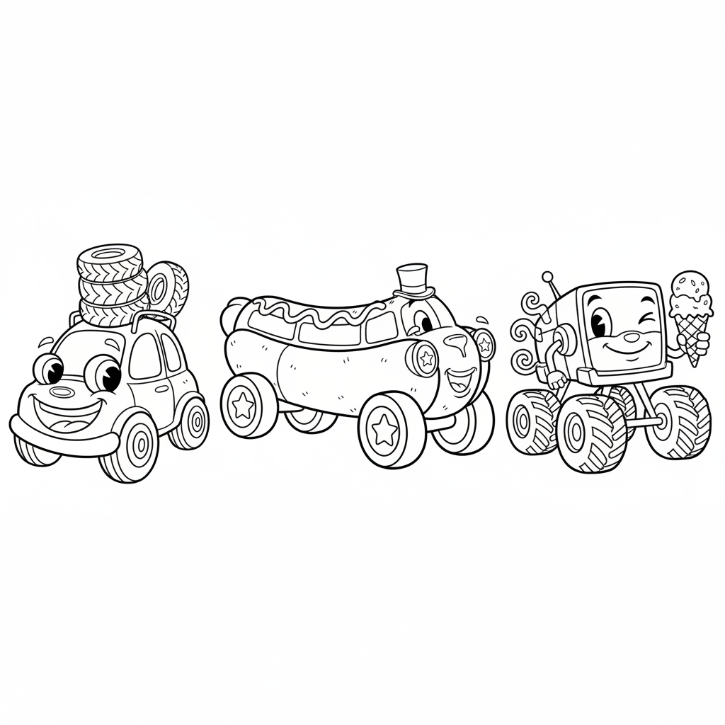 Funny Autos Ausmalbild