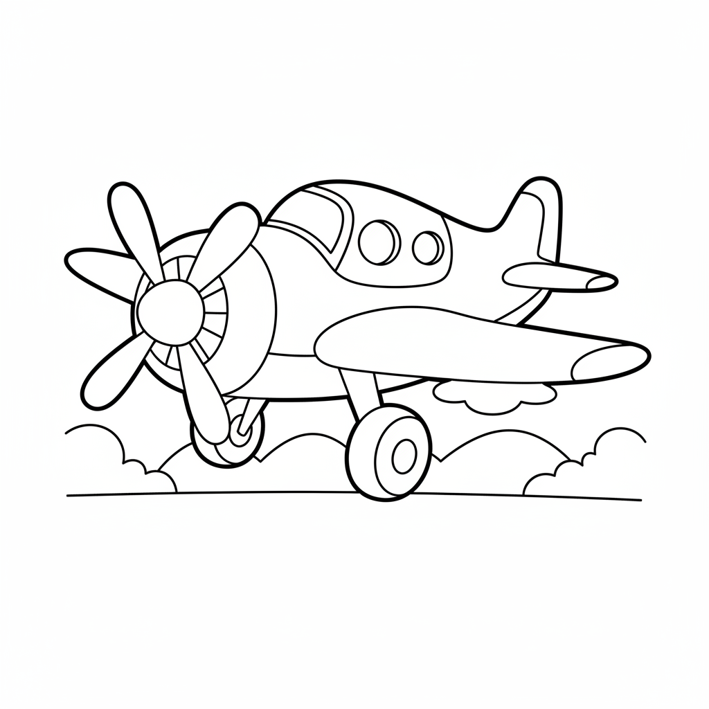 Kleines Propellerflugzeug Ausmalbild